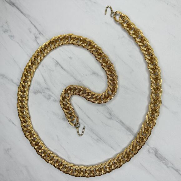Chunky Double Hook Gold Tone Metal Chain Link Belt Y2K XS/Small (XS/S) ✨ - Picture 1 of 12
